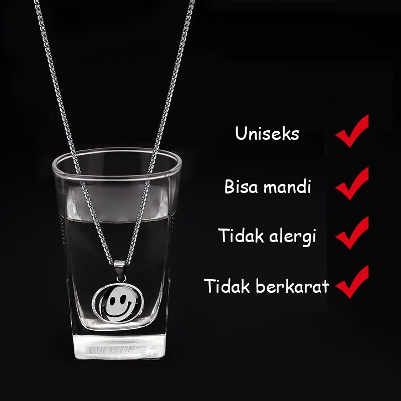 SEALOVE kalung titanium Pria Keren Hip-hop Cowok Smile Fashion Simple Korea Dan Wanita Kalung