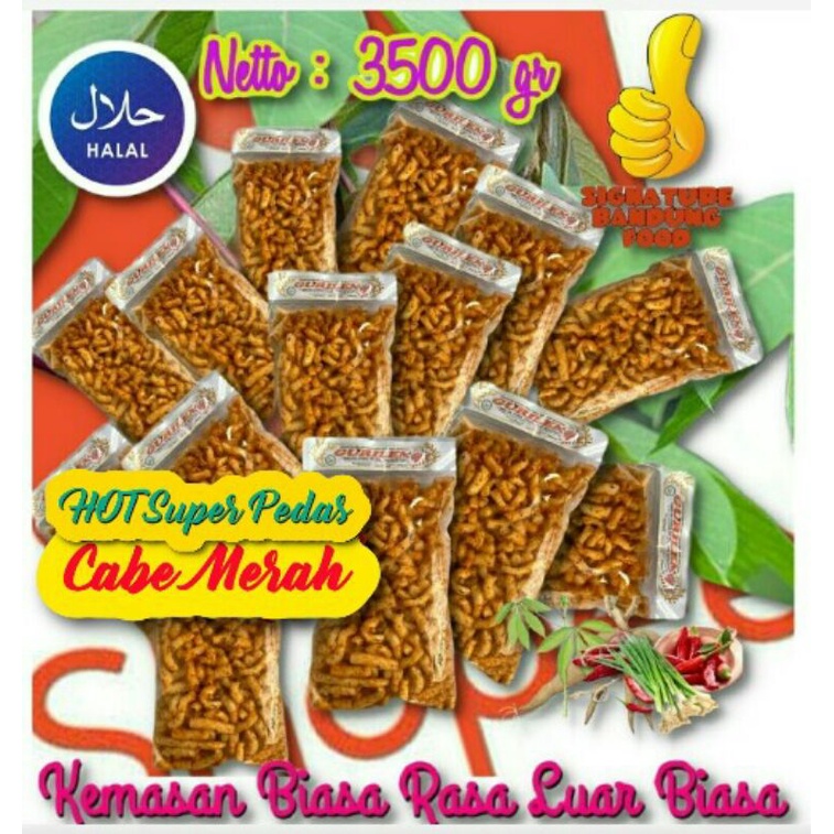 

3.5 Kg Gurilem Mantap Khas Bandung - Rasa HOT/Super Pedas Cabe MERAH
