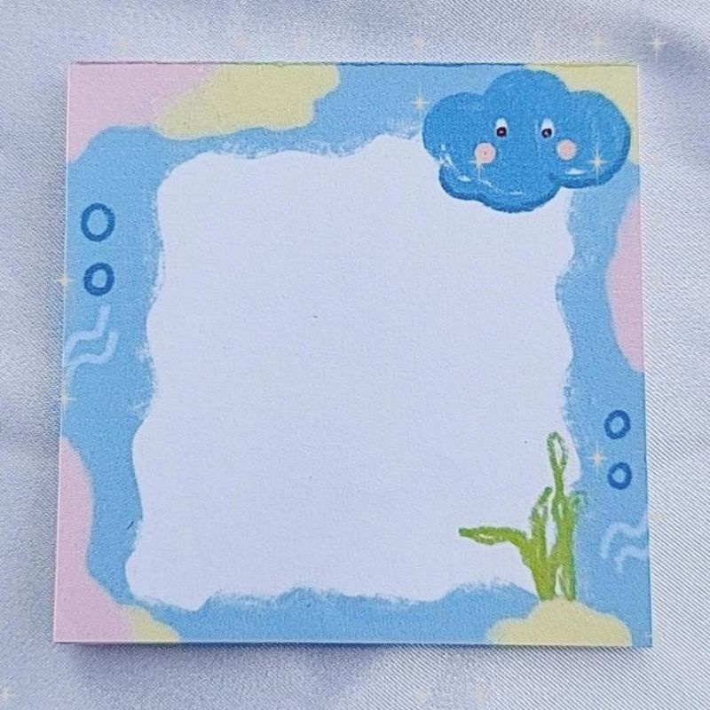 Memo pad by sunbearry.co custom memo pad bts snoppy aesthetic star scrabook-Cloud paint