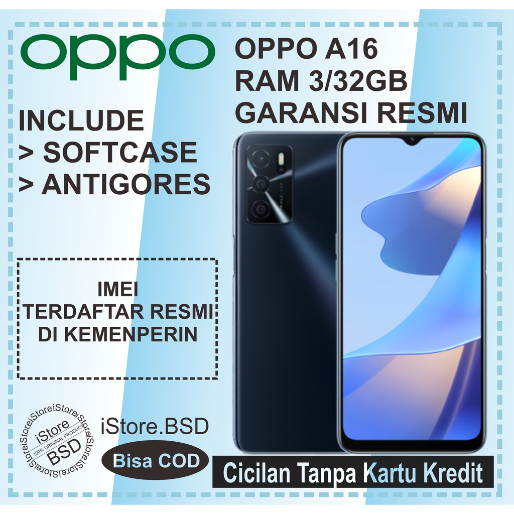 Jual OPPO A16 RAM 3/32GB & A16K 4/64 & A16E 3/32GB | 13MP TRIPLE CAMERA