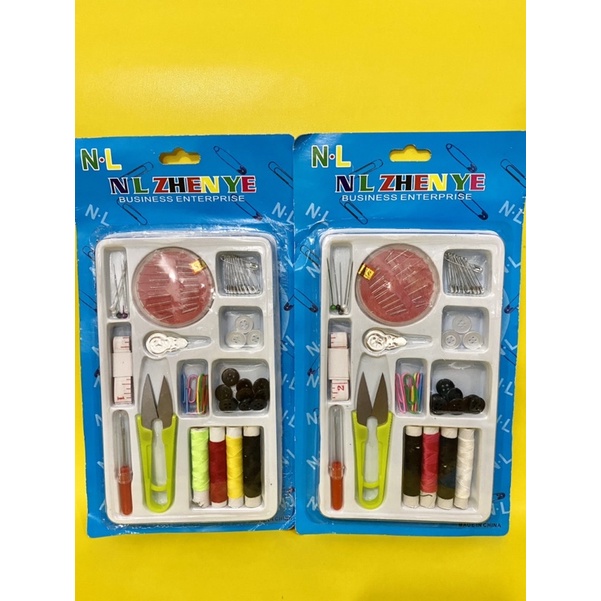 1 set alat jahit baju benang jarum pentul gunting kecil kancing / 1 set paket lengkap alat jahit