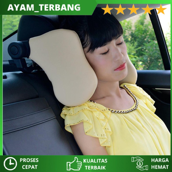 Bantal Leher - Headrest Mobil Bantal Penyangga Kepala Leher Jok Kursi Mobil