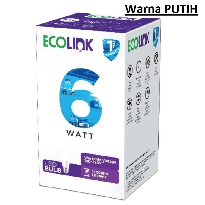 PROMO BELI 3 GRATIS 1 Lampu Bohlam LED Bulb 6 Watt 6Watt 6W 6 W Putih ECOLINK