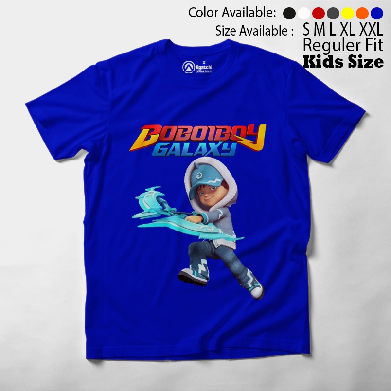 Baju Kaos Atasan Anak Laki - Laki BoboiBoy Galaxy Kuasa 7 Blaze Api Duri Es Gempa Halilintar Solar Topan