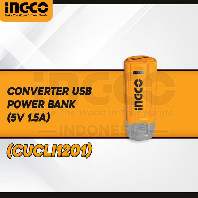 CONVERTER USB POWERBANK 5V 1.5A BATERAI LITHIUM 12V INGCO - CUCLI1201