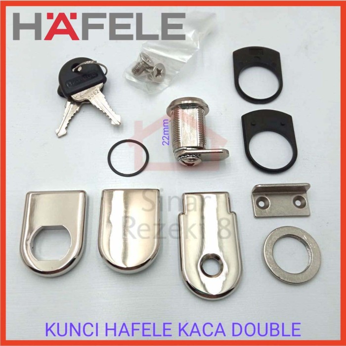 Kunci HAFELE Kaca DOUBLE / Pintu Lemari Jepit Grendel Penjepit