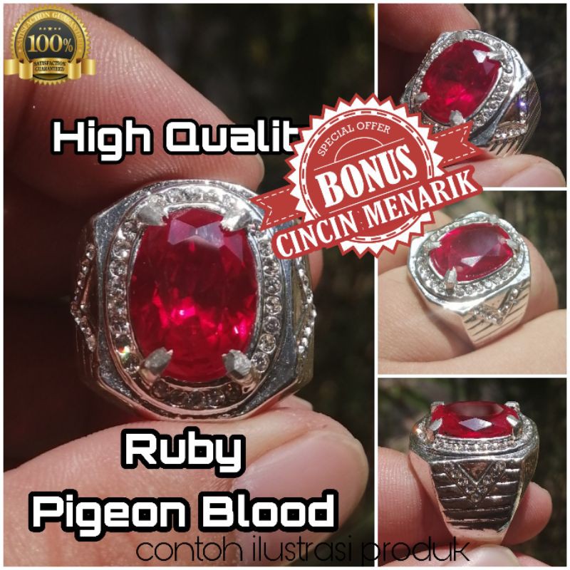 Cincin Permata Ruby Pigeon Blood Kualitas Istimewa