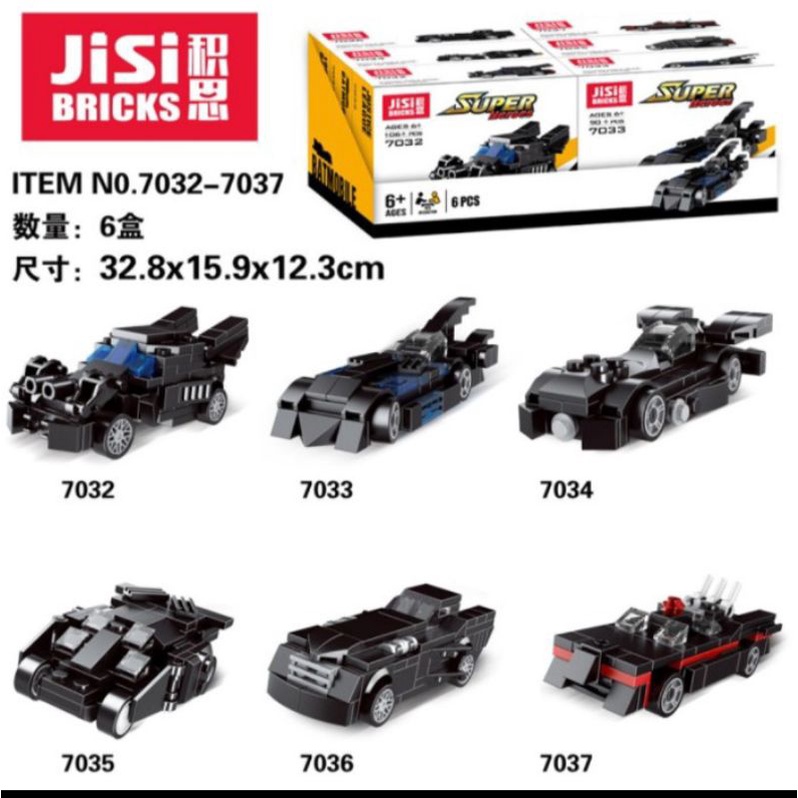 Mainan brick Jisi 7032 - 7037 set 6 jenis mobil batman