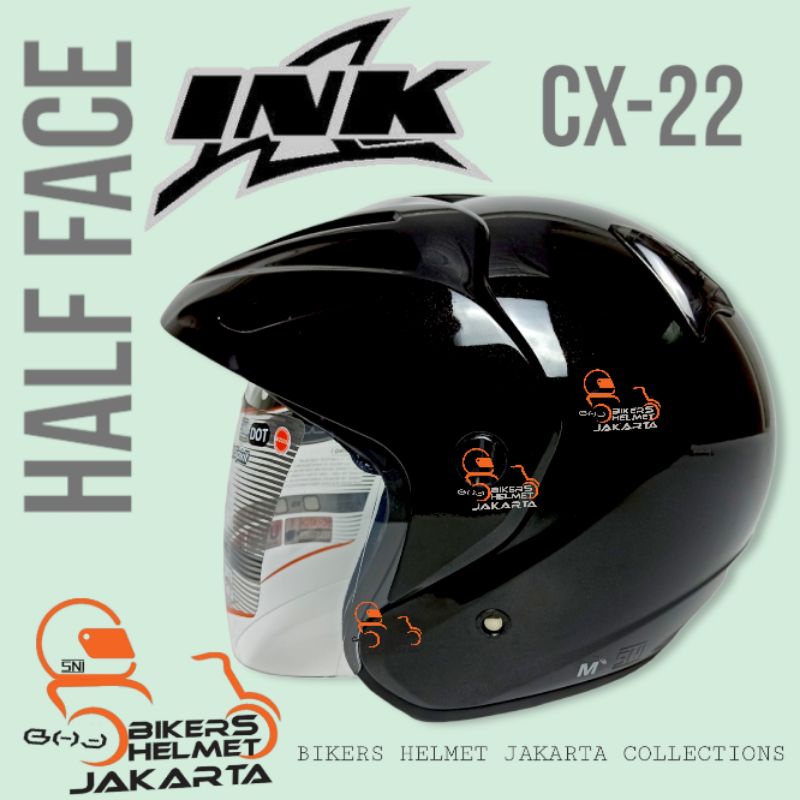 Jual Ink Helm Cx22 Solid Black Metalic Half Face Original Shopee