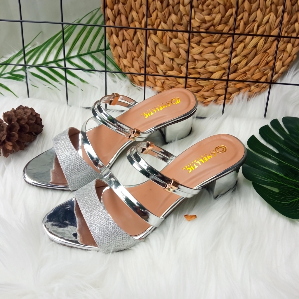 High Hells Wanita Hak tahu Glitter Sandal Wedges 5 Cm