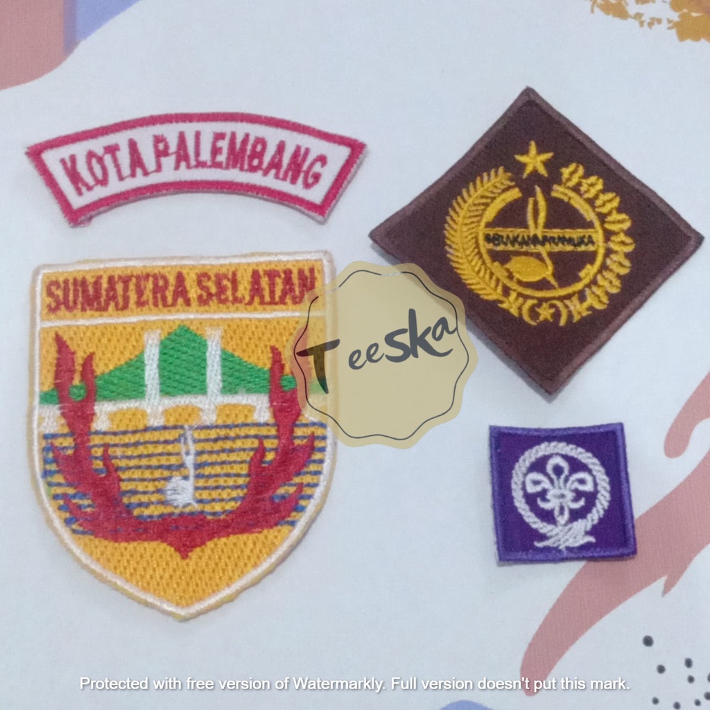 Set Atribut  Seragam Pramuka Logo Tunas Kelapa dan Wosm, Logo Kwartir Daerah ( Kwarda ) Sumatera Sel