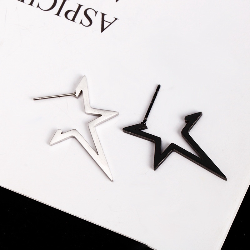 Anting Bentuk Bintang Bahan Stainless Steel Gaya Eropa Amerika