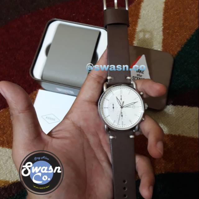 Jam Tangan Pria Fossil Fs5402 The Commuter Chronograph Beige Dial Brown Leather Strap Original Murah Shopee Indonesia