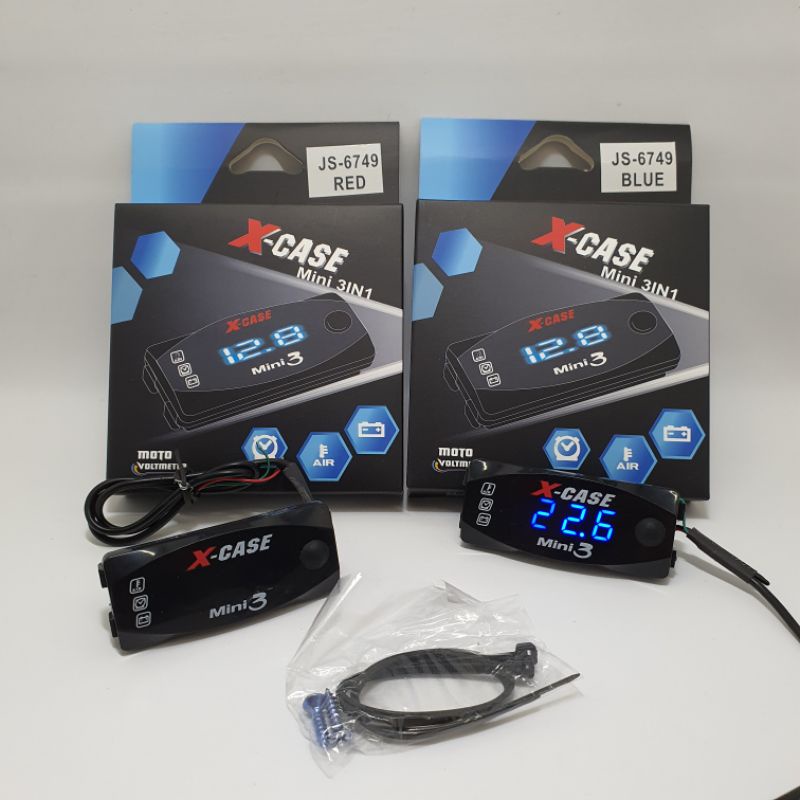 Voltmeter Volt Meter Accu Aki 3 In 1 Digital Waterpoof Universal Untuk Semua Motor Suhu Temperatur