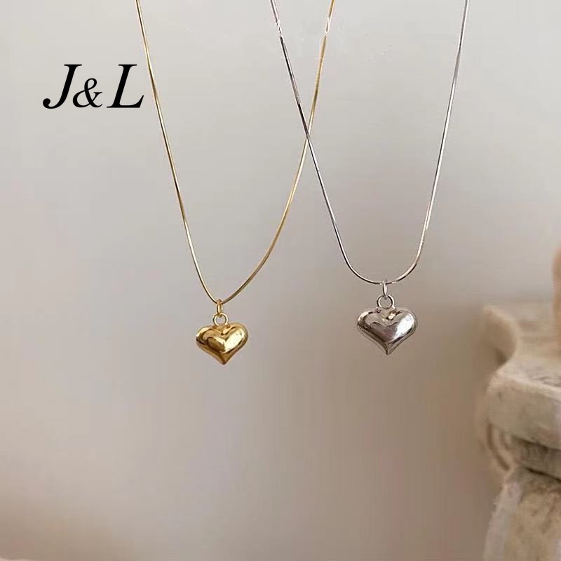 Simple Women Jewelry Alloy Silver Gold Heart Pendant Necklace