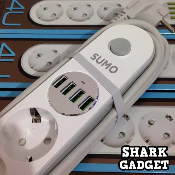 Stop Kontak USB SUMO 4 SOCKET + 4 USB Charger ( Colokan Listrik 2 m )
