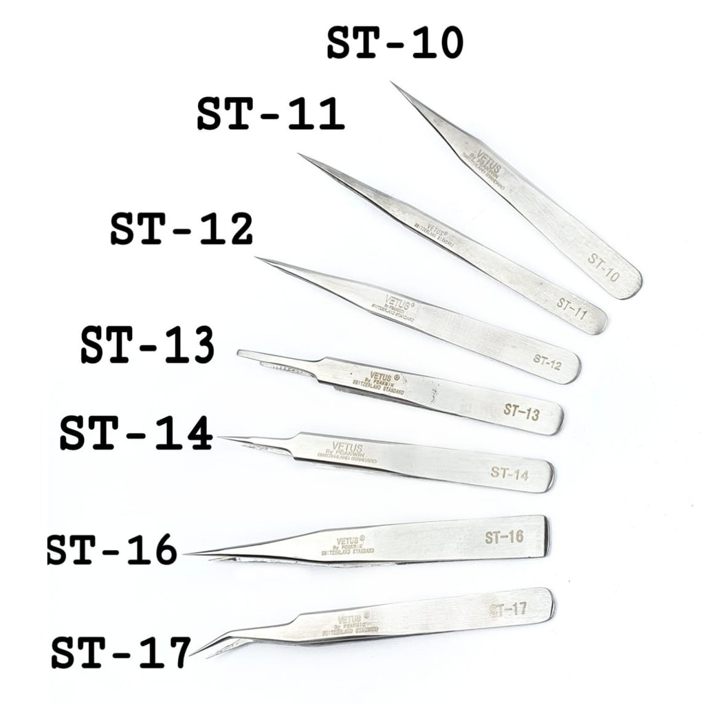 1pcs Pinset Vetus Bulu Mata Profesional Bahan Stainless Steel Anti Statis Vetus Tweezer