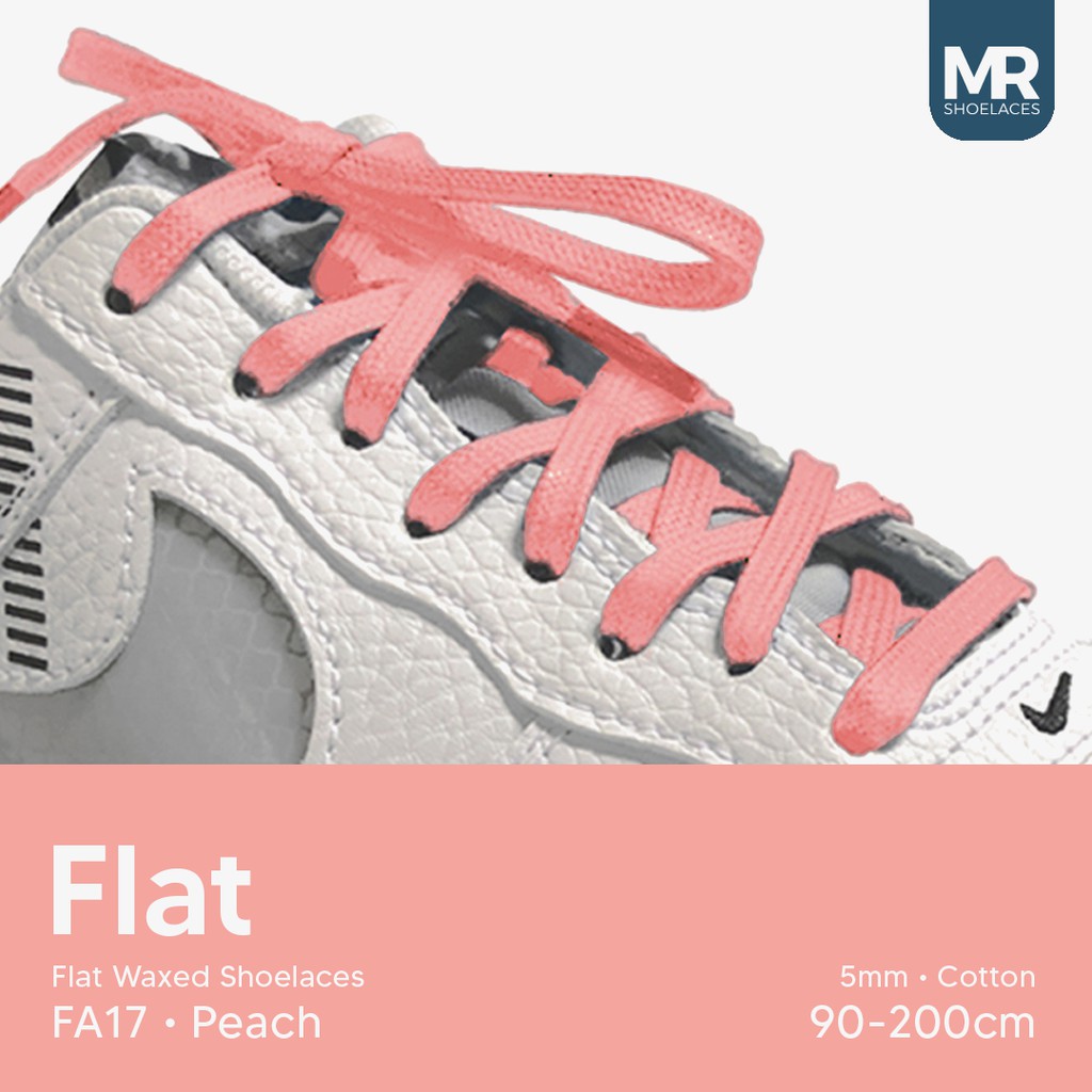 MR Shoelaces FA17 Peach - Tali Sepatu Lilin 5mm Gepeng Flat Pipih (Waxed Laces) 90cm 100cm 120cm 150cm 200cm - Premium Shoelace