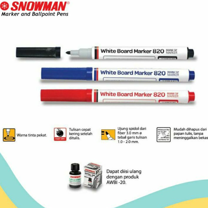 

SPIDOL (KECIL) PAPAN TULIS/WHITEBOARD SNOWMAN BG-820