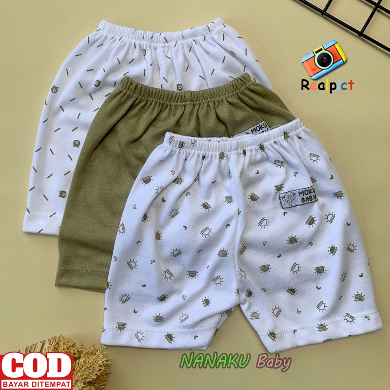 3 PCS Celana Bayi Baru Lahir Celana Pendek bayi Usia 0-3 Bulan Seri Army  - Anababy