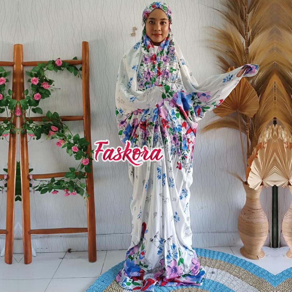 Mukena Terusan Dewasa Putih Polos / Mukena Rayon Bali Polos Jumbo / Mukena Katun Rayon Polos Putih