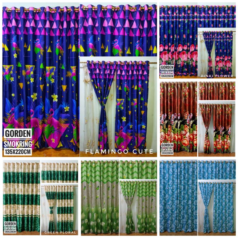4 PCS paket hemat gorden jendela dan pintu kamar minimalis aesthetic smokring 10 ring lebar 110 x 220cm