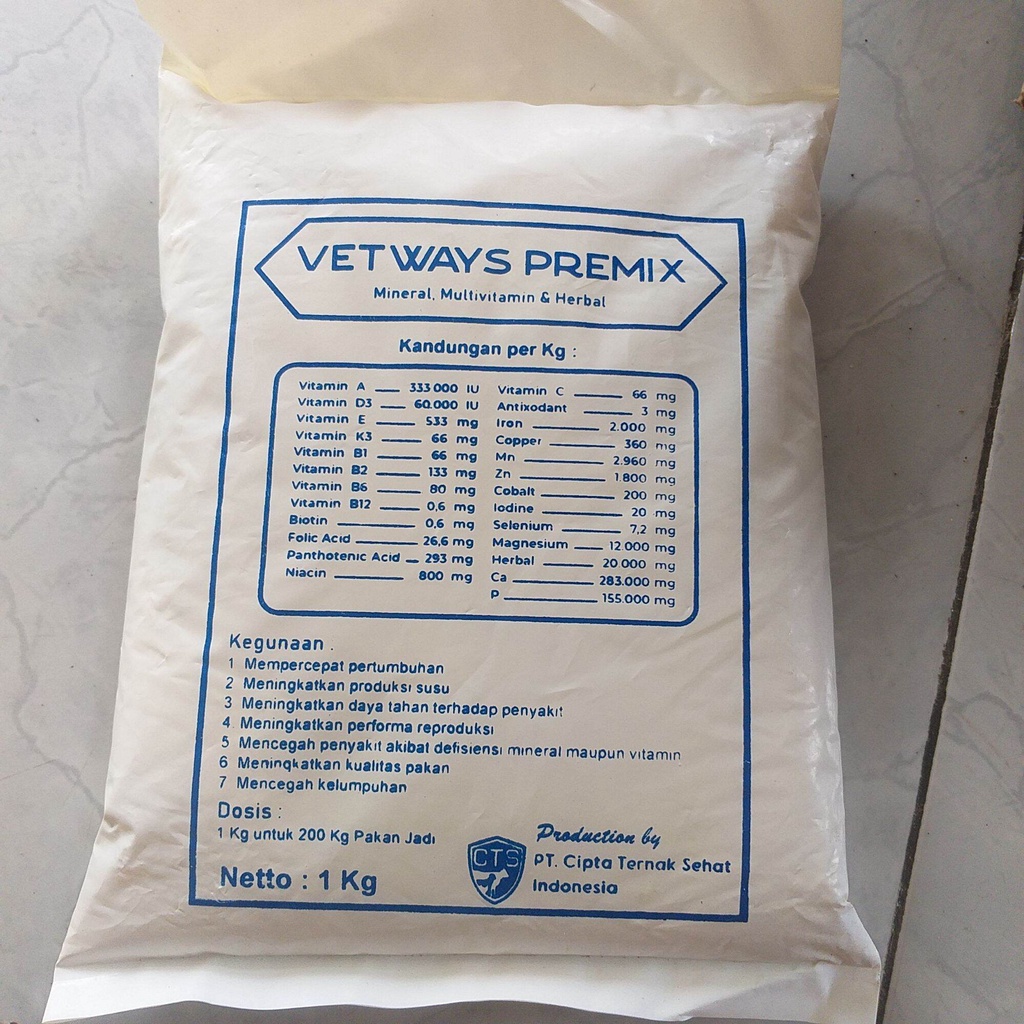 VETWAYS PREMIX 1KG - Premix Multivitamin Kambing Domb Sapi Babi