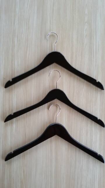 Hanger Kayu Hitam Gantungan Baju Dewasa Hanger Dewasa - BH