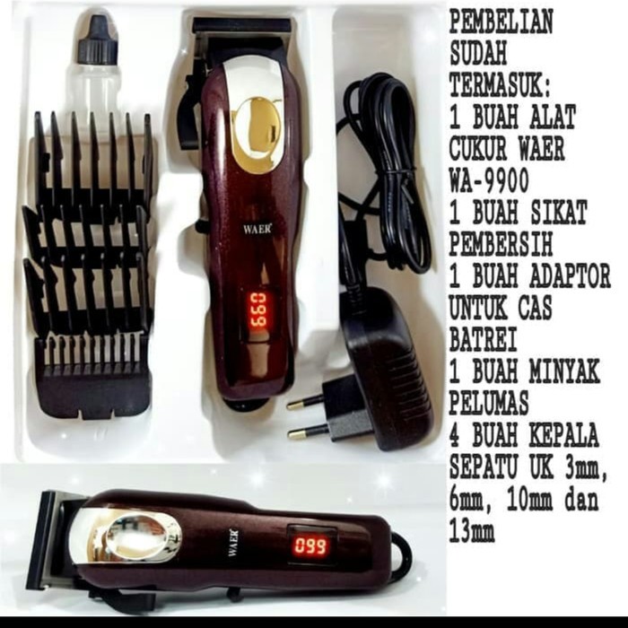 Alat Cukur Rambut Cas Waer Wa-9900 - Hair Cliper Waer Charge 9900