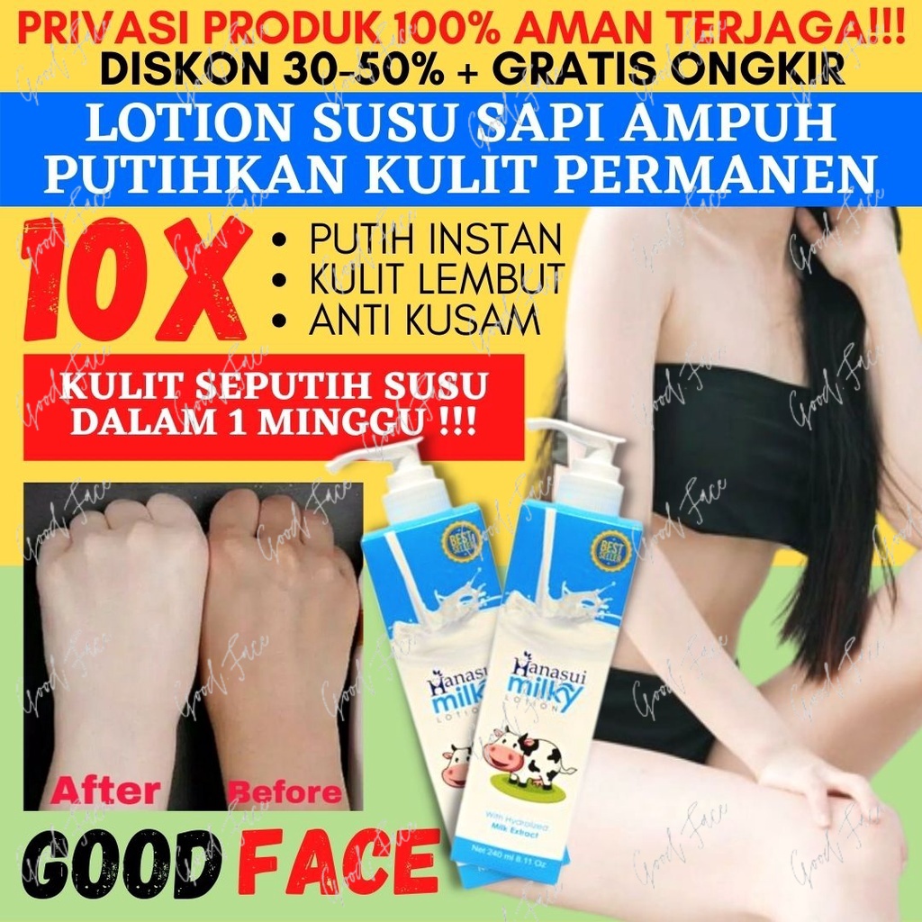 LOTION PEMUTIH BADAN HANASUI GLUTA MILKY PEMUTIH BADAN PERMANEN BODY WHITENING PEMUTIH BADAN BPOM