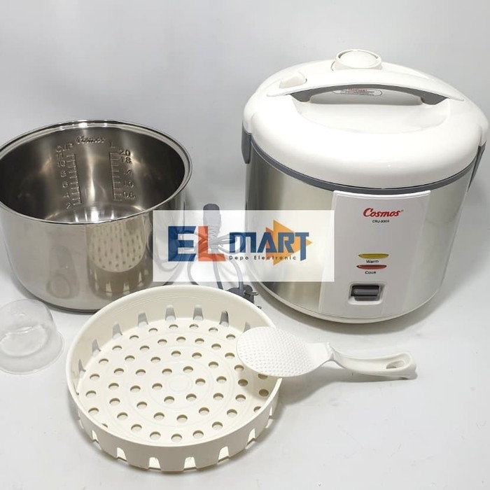 Magic Com Rice Cooker COSMOS Panci Stainless Steel 2 Liter 3 in 1 CRJ 9303 - CRJ9303 Penanak Nasi 2L