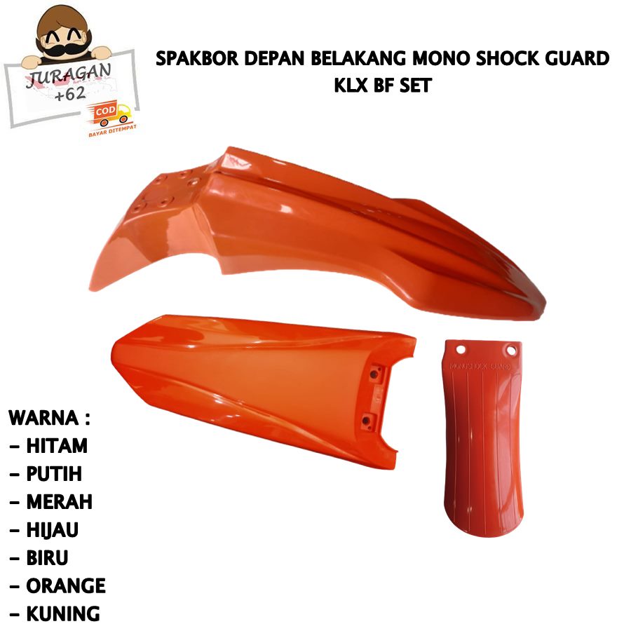 SPAKBOR SET KLX BF BIG FOOT 150 250 DTRACKER DEPAN BELAKANG COVER LUMPUR MONOSHOCK D TRACKER