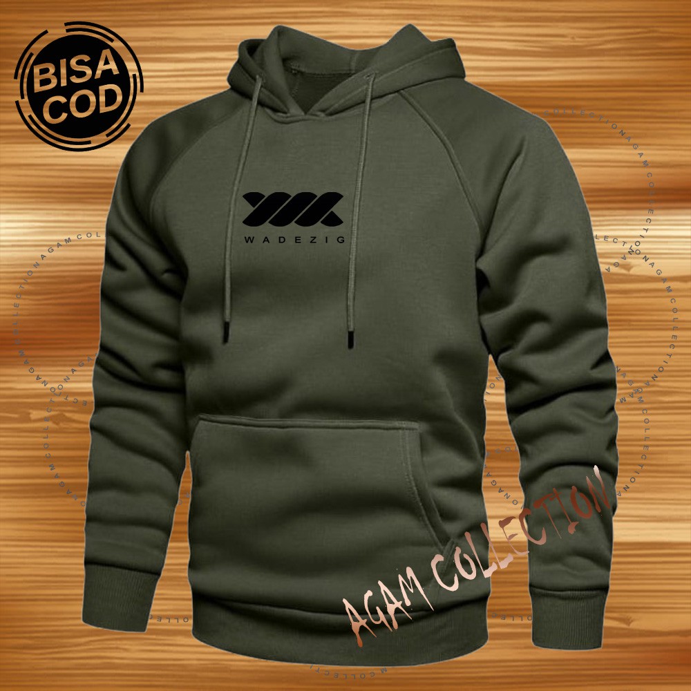 Agam collection Sweater Hoodie Distro Wadezi9 Premium Text Hitam Pria Wanita-Army