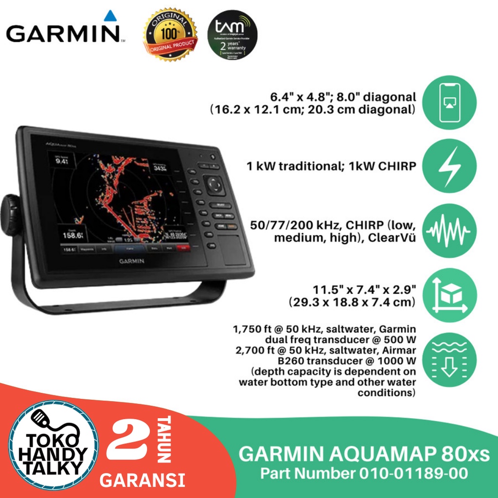 GARMIN AQUAMAP 80XS NEW ORIGINAL GARANSI RESMI TAM