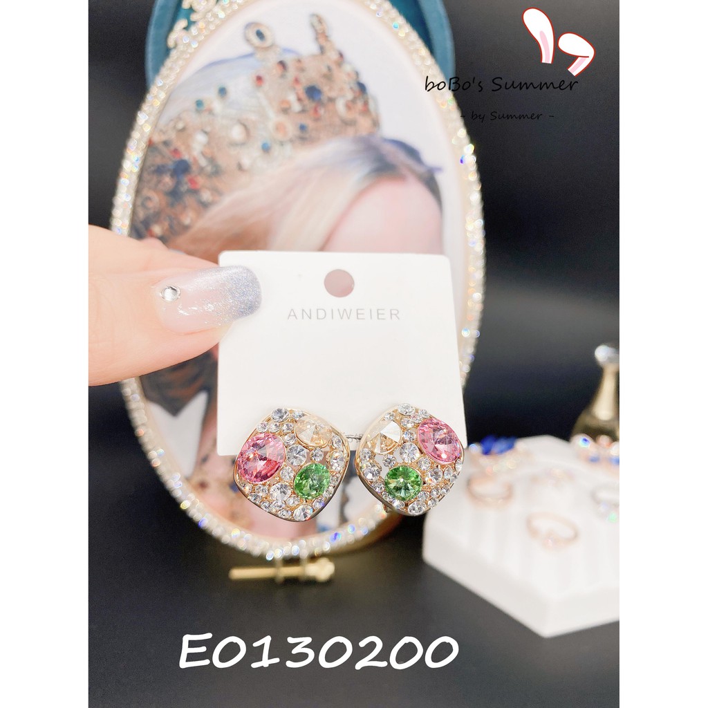 Anting Kristal Zircon Warna Warni Mewah Tusuk Silver 925 Aksesoris Premium Import Style Korea