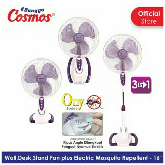 Kipas Angin 3-in-1 Cosmos S033 Ony 16 Inch Ungu dan Putih