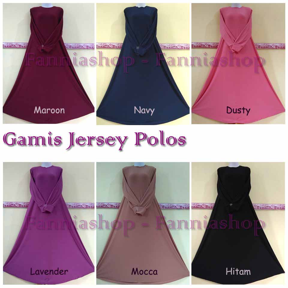 Gamis jersey polos / gamis polos banyak warna