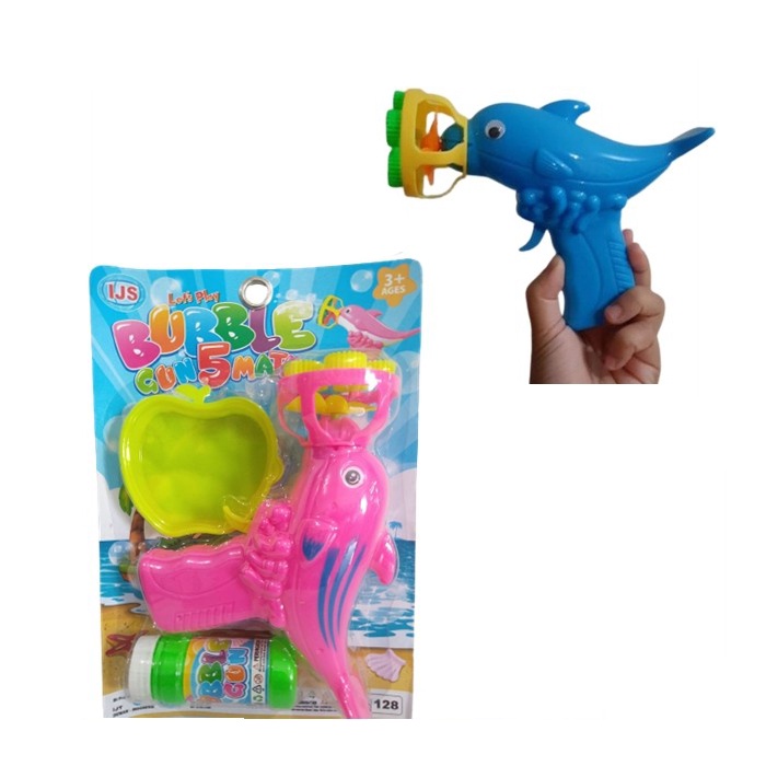 [B1128] Mainan Anak Bubble Gun Dolphin - Tembakan Pistol Gelembung Sabun 5 Mata