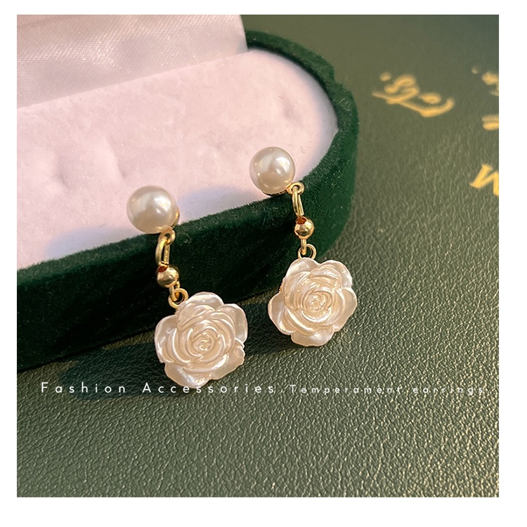 IFYOU Anting Stud Hias Mutiara Camellia Warna Putih Gaya Korea Untuk Wanita