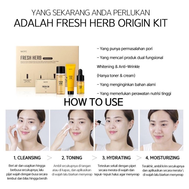 NACIFIC Fresh Herb Origin Kit 4 items 100% ORIGINAL Nacific Fresh Herb Origin SKIN CARE KIT ( SATUAN)