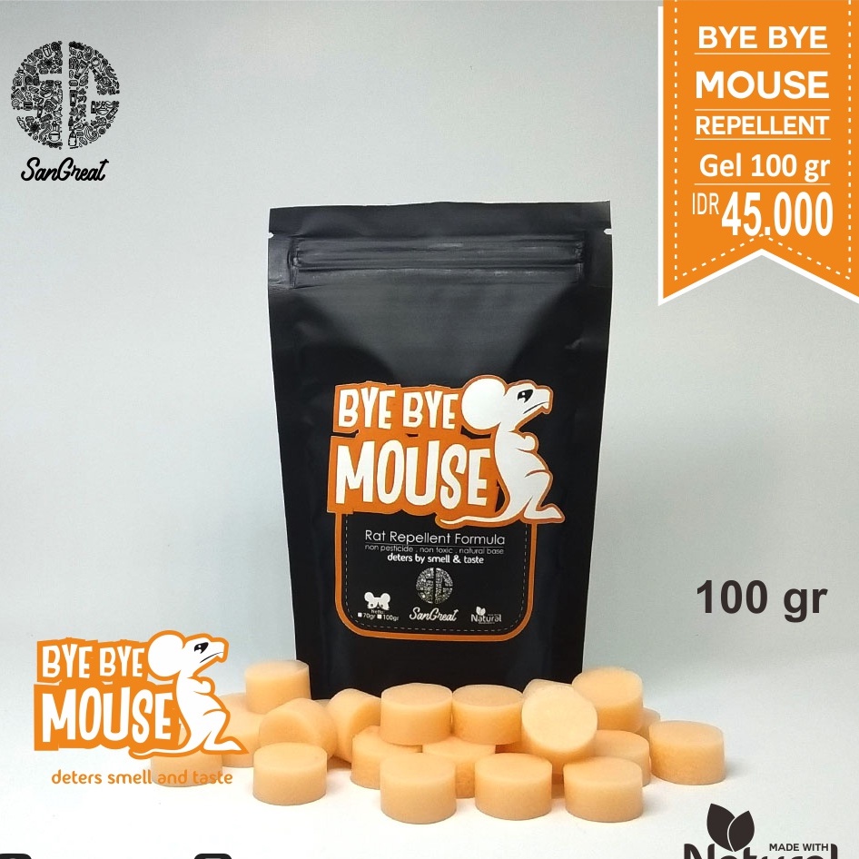 Kapur barus anti tikus curut organik alat Pengusir tikus gel 100 gr siap tebar non pestisida aman untuk keluarga Bye Bye Mouse rat repellent