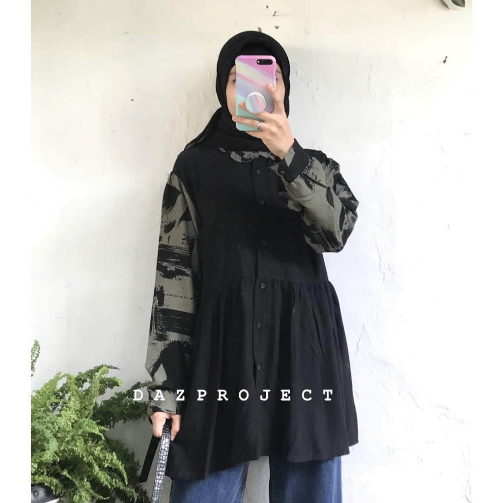 Oversized shirt Kemeja oversized motif Kotak LD 120 katun rayon by DAZPROJECT