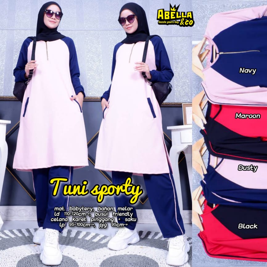 TUNI SETELAN SPORTY / 25.9 / BAHAN BABYTERRY / LD 110-120 CM / ALLSIZE FIT M-XXL / ABELLA