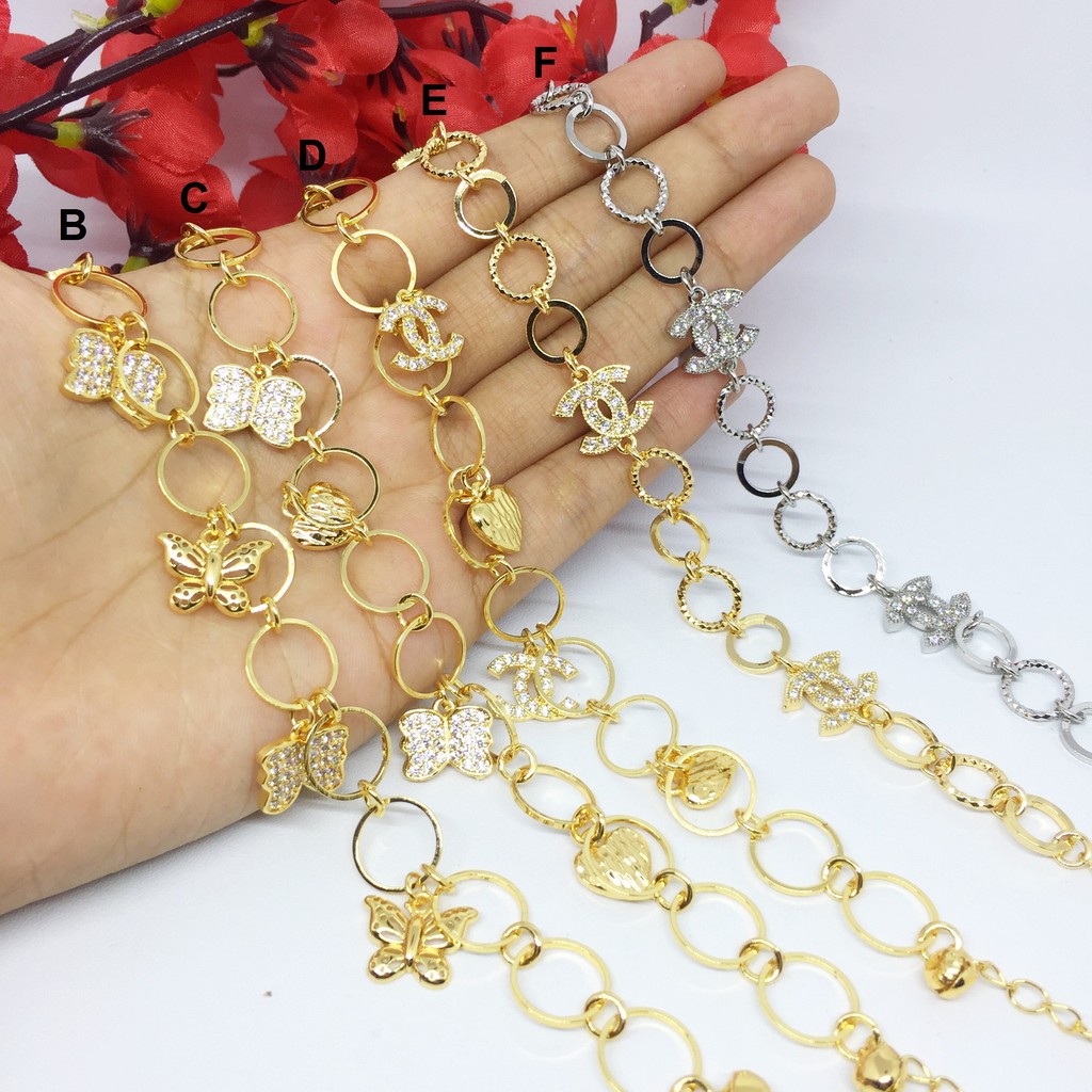 Gelang Xuping Rantai Charm Kupu-Kupu Mata Lapis Emas - BB221