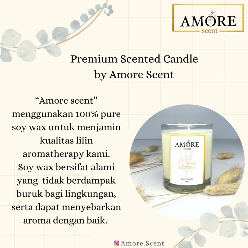 Gift set Premium Lilin Aromatherapy soy wax scented candle. “Calmness” (Jasmine - Lavender)