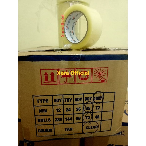 XOS - LAKBAN BENING ASLI 100Y 48MM 72/BOX non COD / LAKBAN PACKING OLSHOP BERKUALITAS / LAKBAN SOLASI BENING / REAL PICT / LAKBAN CLEAR STAR TAPE