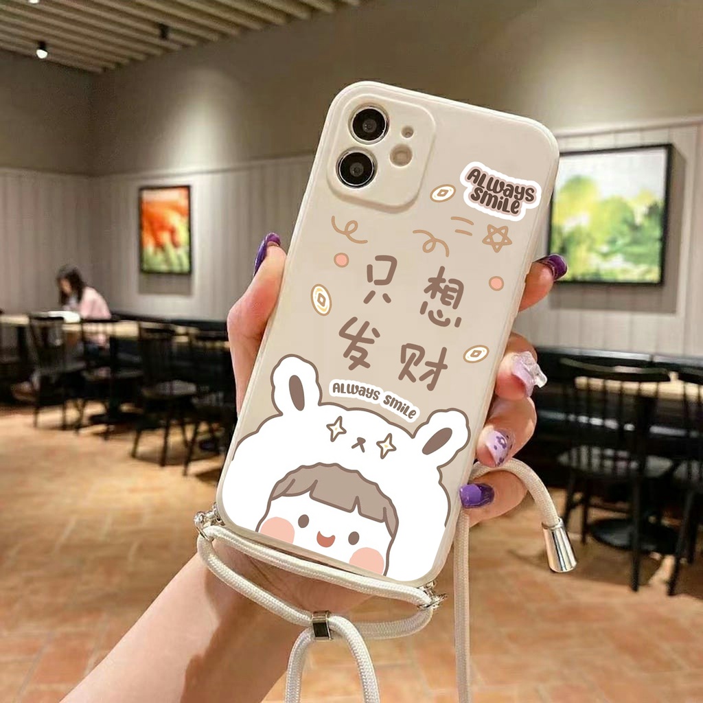 Softcase Macaron Motif + Tali Sling Oppo A96 A76 A16K A16e A16 A54 A55 A74 4G A95 4G Reno 7 4G 5G 7z