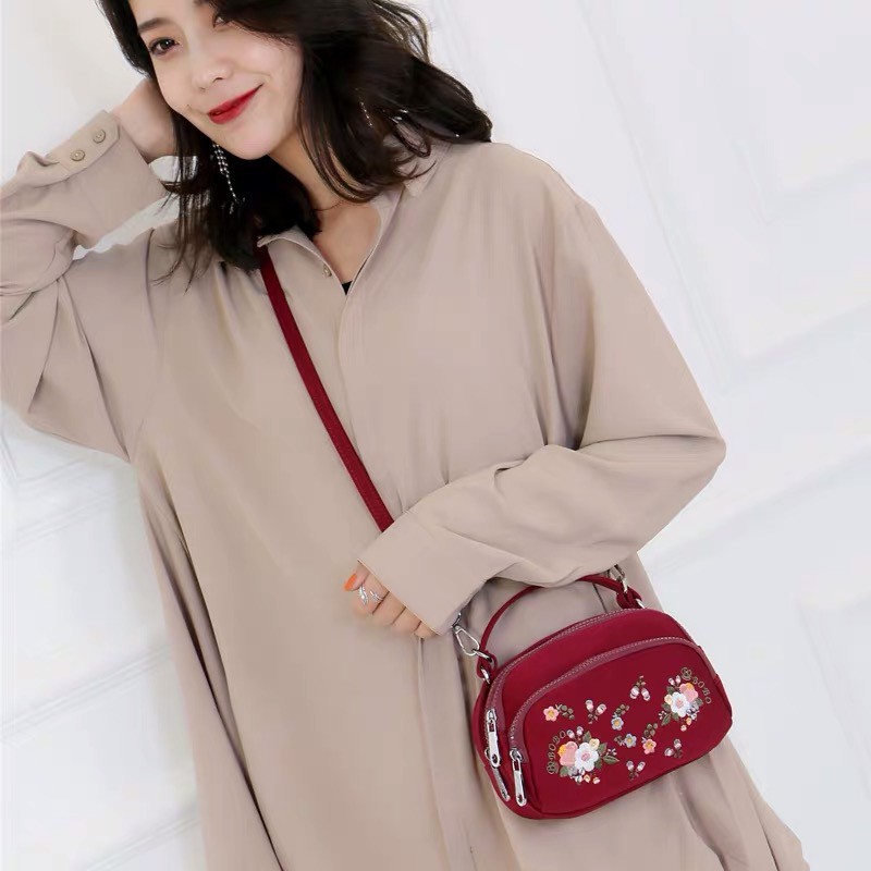 Sling Bag Floral Tas Selempang Wanita Bordir Bunga import