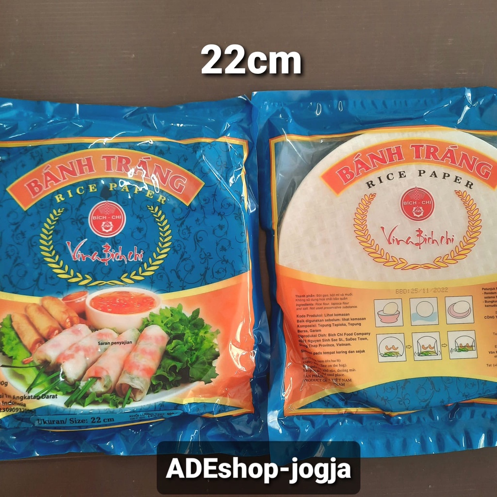 

Vina Bich Chi Banh Trang Vietnam Rice Paper Kulit Lumpia 400gr 22 cm