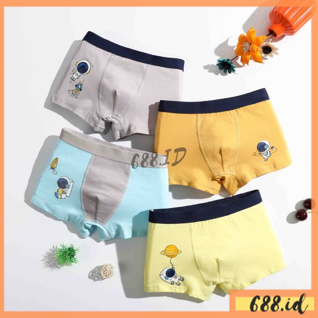 Celana Dalam CD Boxer Anak Laki Laki usia 6-10 tahun Motif Astronot Impor Murah Bahan Katun Lembut Adem CDA 03